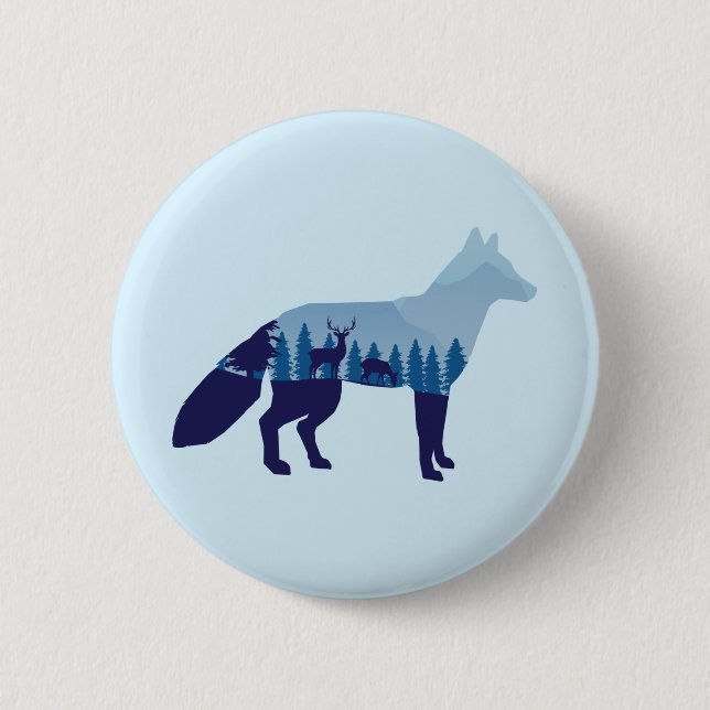 Fox In Mountain Forest T-Shirt Trucker Hat Button (Front)