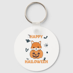 Fox In Pumpkin Sweet Foxes Happy Halloween Key Ring