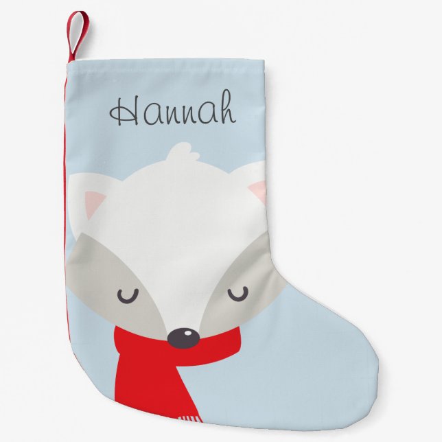 Fox in Scarf Personalised Small Christmas Stocking (Front)