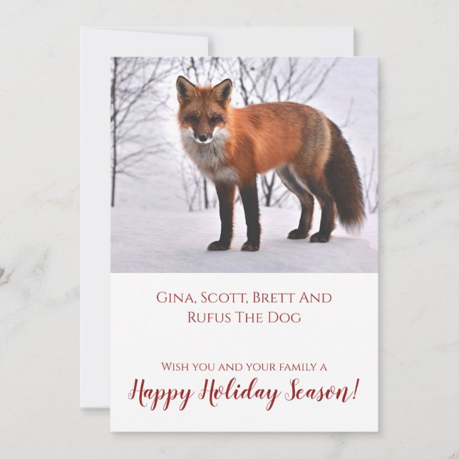Fox In Snow Nature Christmas Holiday Card (Front)