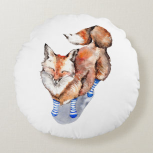 Fox in Socks Round Cushion