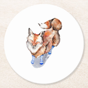 Fox in Socks Round Paper Coaster