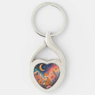 Fox in Starry Garden Key Ring