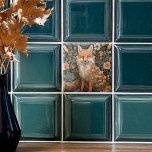 Fox in the Autumn Garden  Tile<br><div class="desc">Autumn's Elegance: Fox in a William Morris style garden. Step into the enchanting world of autumn with our lush Victorian-style design, featuring a sweet fox nestled amidst a bountiful old English garden with an abundance of vibrant flowers. A perfect gift for gardeners and animal lovers alike, this design is a...</div>