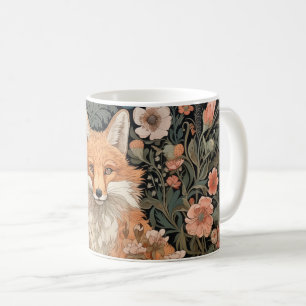 Fox in the Autumn Garden William Morris Style Coffee Mug