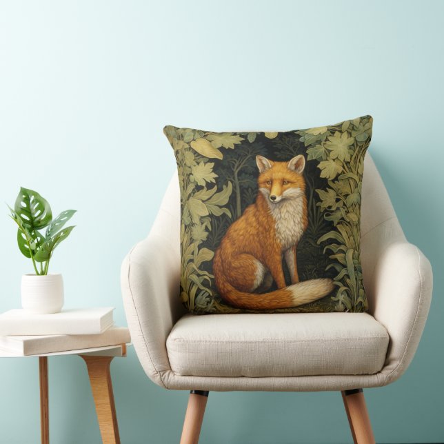 Fox in the forest, Art nouveau style Cushion (Chair)
