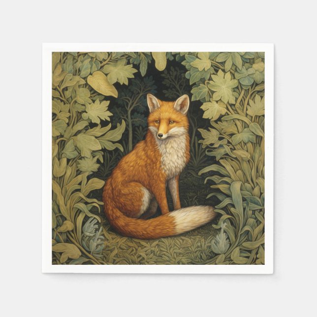 Fox in the forest, Art nouveau style Napkin (Front)