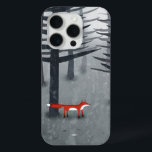 Fox in the Forest iPhone 15 Pro Case<br><div class="desc">A lone wild red fox stands beneath the pine trees in a dark forest. For nature,  wildlife and animal lovers. Original art by Nic Squirrell.</div>