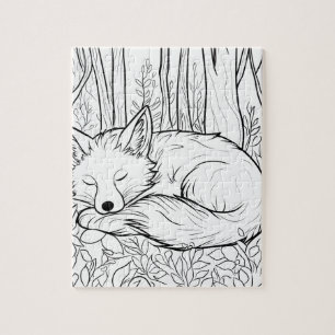 Fox in the Forest Cute Coloring Puzzle