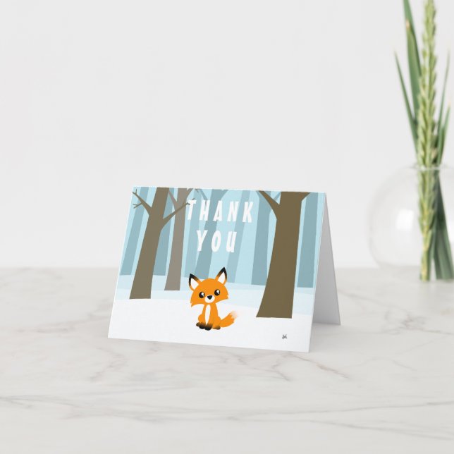 Fox in the Forest Folded Thank You Card (Front)