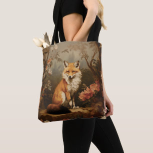 Fox in the forest moody Victorian Tote Bag
