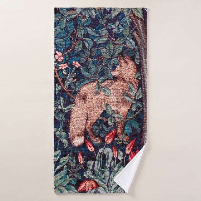 Fox in The Forest, William Morris Bath Towel (Bath Towel)