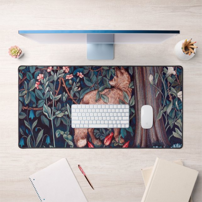 Fox in The Forest, William Morris Desk Mat (Office 1)