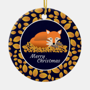 Fox in the Frost Ceramic Tree Decoration