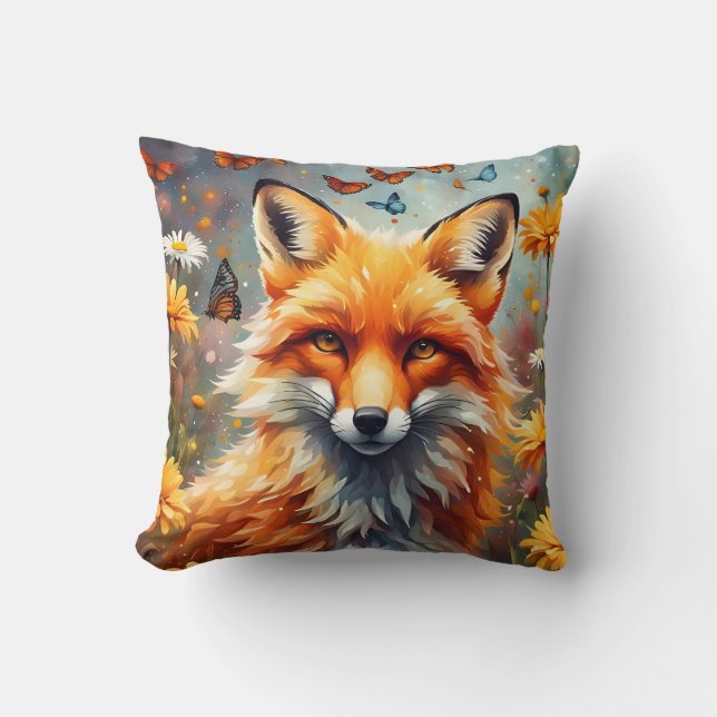 fox in the meadow cushion (Front)