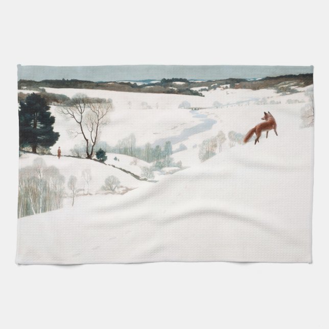 Fox in the Snow, 1935 by Newell Convers Wyeth Tea Towel (Horizontal)