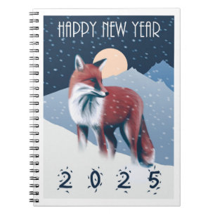 Fox In The Snow Happy New Year 2025 Notebook