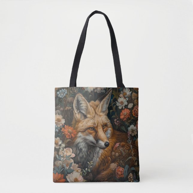 fox in wildflower garden tote bag (Front)