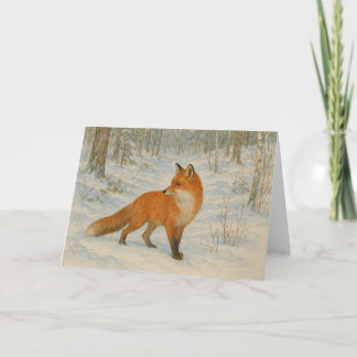 Fox in Winter Snow Christmas Card