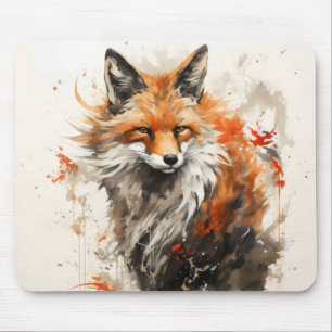 Fox Ink Painting Mouse Mat