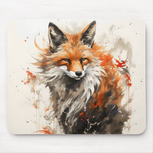 Fox Ink Painting Mouse Mat (Front)