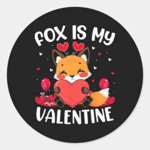 Fox Is My Valentine Love Hearts Fox Valentines Day Classic Round Sticker