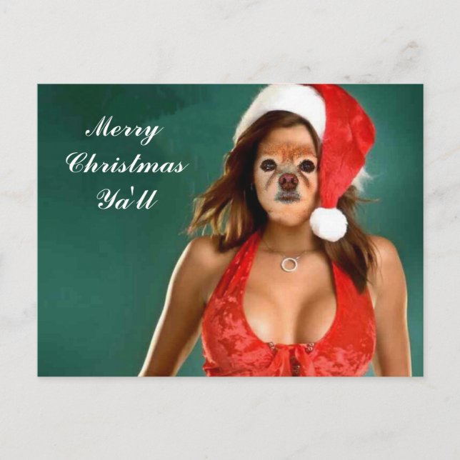 Fox Is Santa's Helper Holiday Postcard (Front)