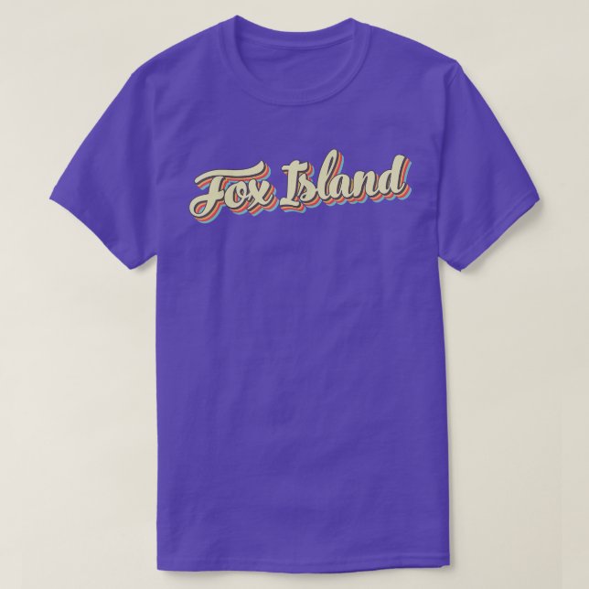 Fox Island TShirt Retro Art Baseball Font Vintage  (Design Front)