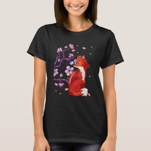 Fox Japanese Cherry Blossom Flower Vintage Sakura T-Shirt