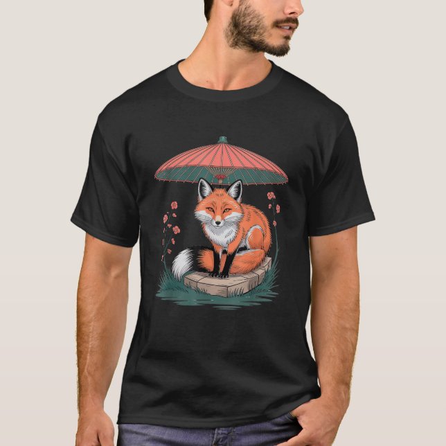 Fox Japanese Yokai Kitsune Spirit Mythical Folk Ar T-Shirt (Front)