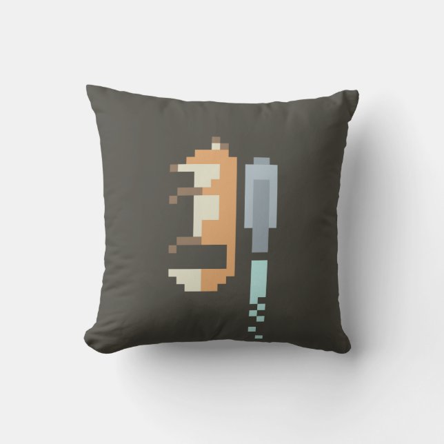 Fox Jetpack Pixel Art Pillow (Front)