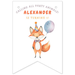 Fox Kids Birthday Party Bunting