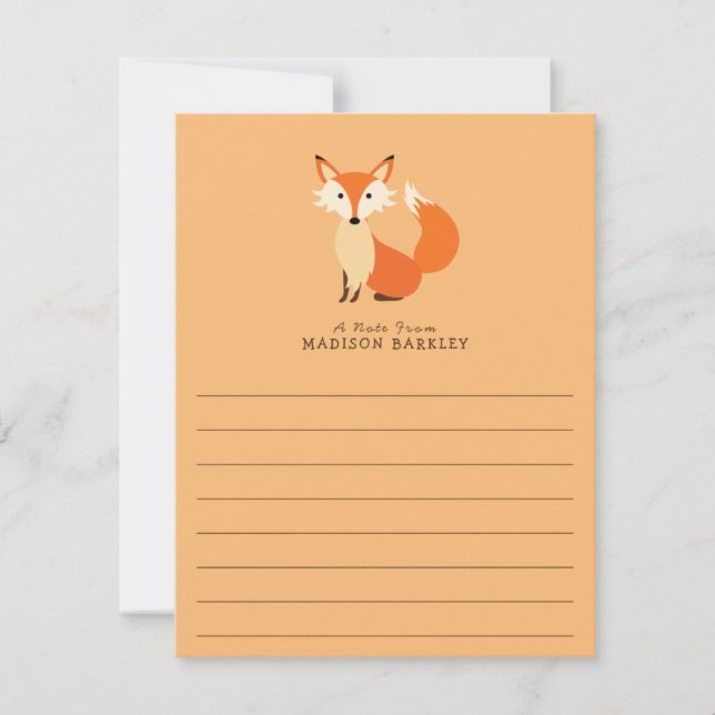 Fox Kid's Cute Flat Stationary Cards (Front)