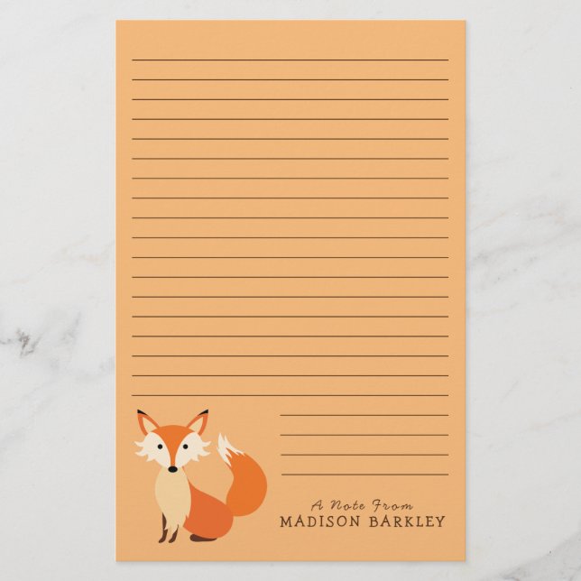 Fox Kid's Cute Woodland Animal Stationery (Front)
