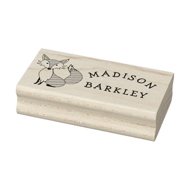 Fox Kid's Cute Woodland Animals Name Rubber Stamp (Stamp)