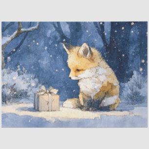 Fox Kit and the Gift Watercolor Decoupage Tissue Paper