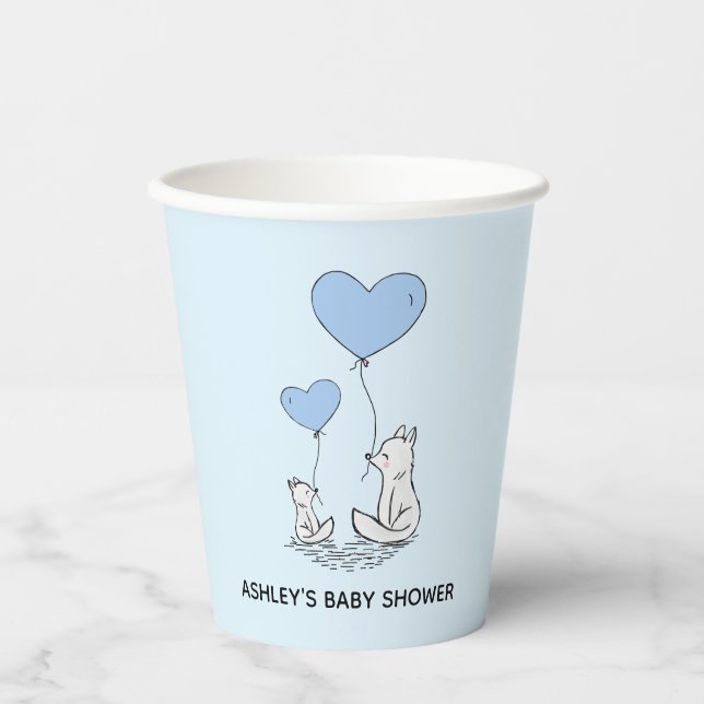 Fox Kit Heart Balloons Design Paper Cups (Front)