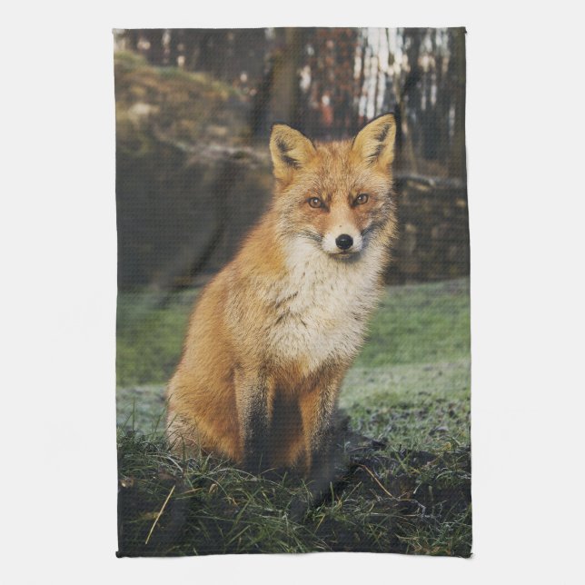 fox kitchen towel, foxy tea towel, fox cub home de tea towel (Vertical)
