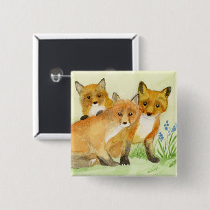 Fox Kits 15 Cm Square Badge