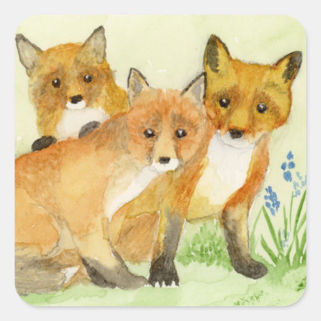 Fox Kits Square Sticker (Front)
