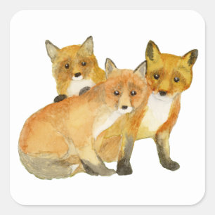 Fox Kits Square Sticker