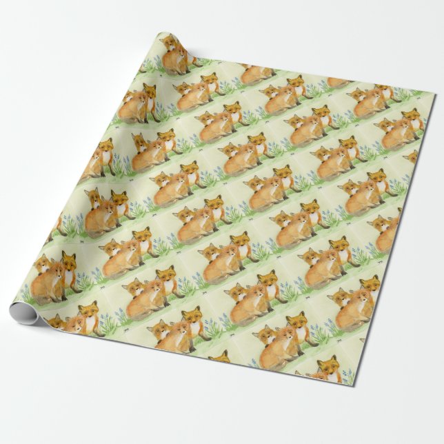 Fox Kits Wrapping Paper (Unrolled)