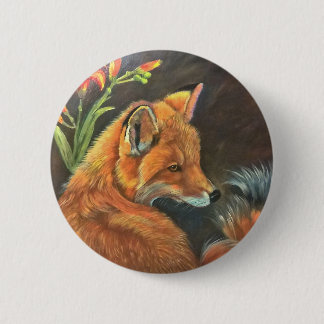 fox landscape paint painting hand art nature 6 cm round badge