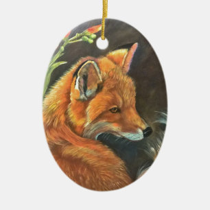 fox landscape paint painting hand art nature ceramic tree decoration