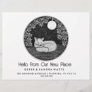 Fox Lino Style Change of Address Card   Hand-Drawn