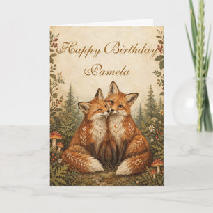 Fox Love in the Forest Happy Birthday Card