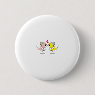 Fox Love Kiss Animal Cute Cartoon Design Funny 6 Cm Round Badge