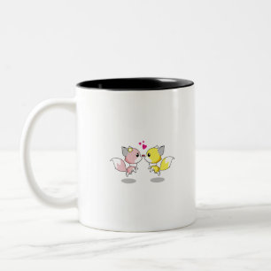Fox Love Kiss Animal Cute Cartoon Design Funny Two-Tone Coffee Mug