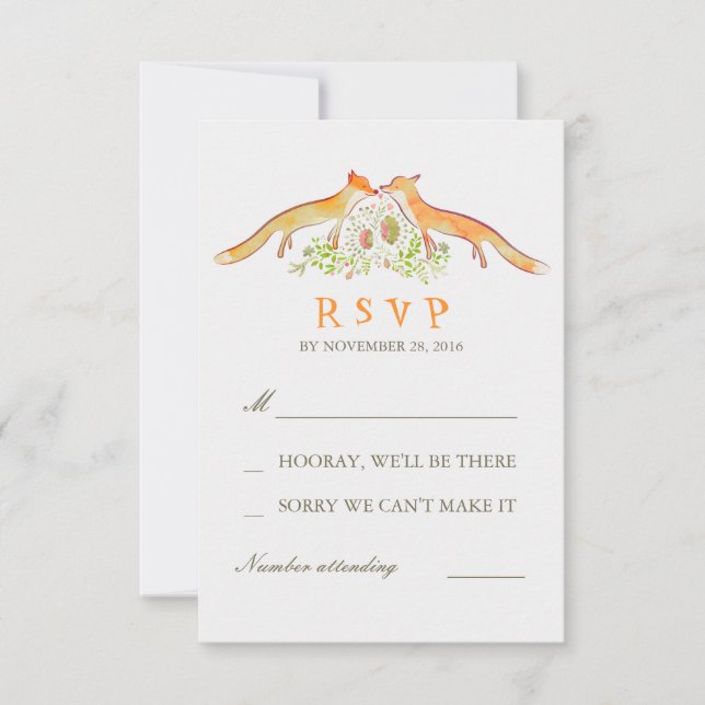 Fox Love Wedding RSVP Cards (Front)