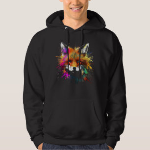 Fox Lover Colourful Artwork Animal Motif Fox Hoodie